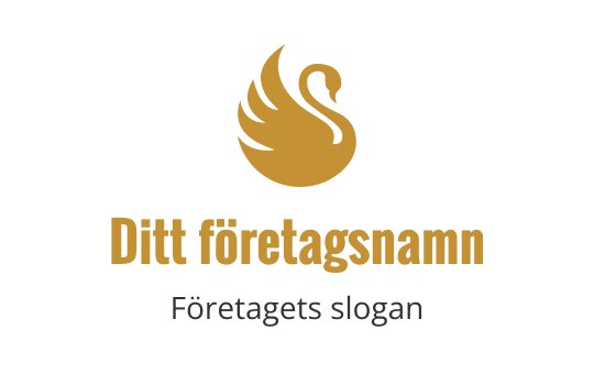 Elegant svanlogo i guld med flödande fjädrar