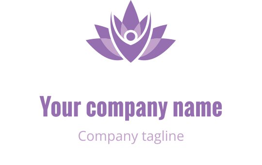 Elegant lila lotusblomma logo design med en central figur
