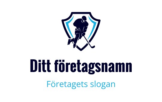 Tydlig sköldlogo med silhuett av en hockeyspelare