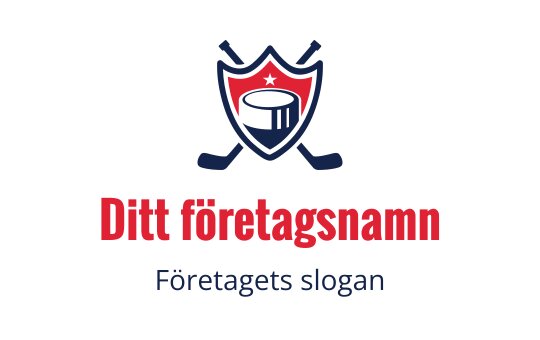 Tydlig sköldlogo med en hockeypuck och korsade klubbor