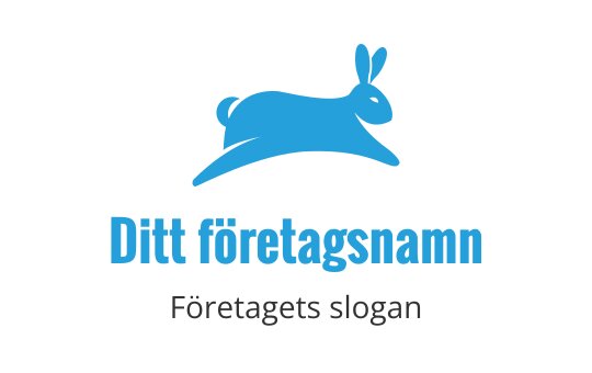 Lekfull blå kaninlogo med en dynamisk hoppande pose