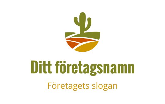 Modern logotypdesign med en kaktus ovanför ett stiliserat landskap