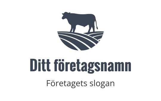 Modern logotypdesign med en ko ovanför stiliserade fält