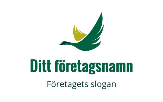 Elegant logotypdesign med en stiliserad grön fågel med gula accenter