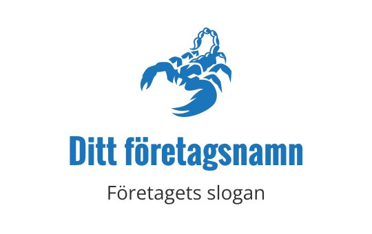 Fet blå skorpionlogo med stiliserade klor och flödande linjer