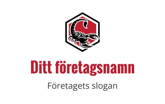 Fet skorpionlogo i röd och svart hexagonal form