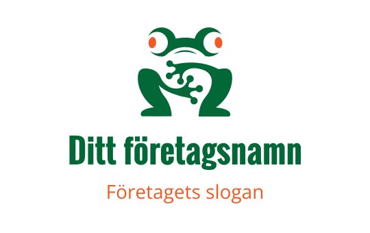 Lekfullt grönt grodlogo med livliga orange detaljer