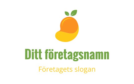 Lekfullt mango logotypdesign med gröna blad och livliga färger