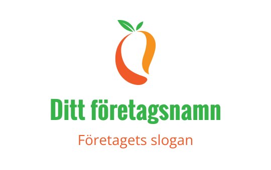 Modern orange och grön fruktlogo med bladdetaljer