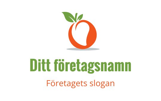 Fräsch orange logo design med gröna blad och modern stil