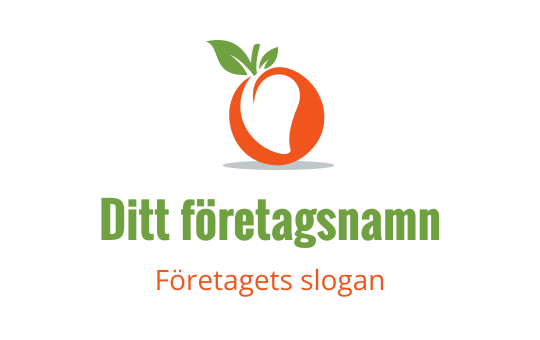 Fräsch orange logo design med gröna blad och modern stil