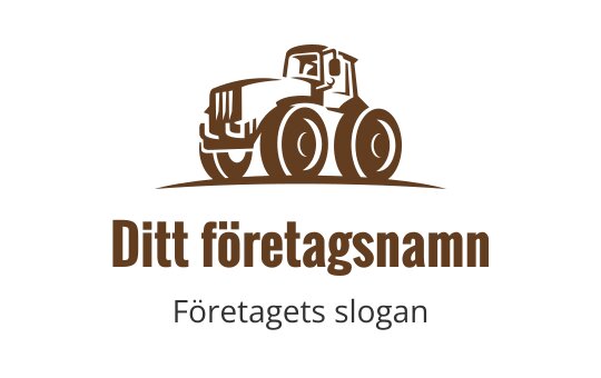 Tydlig traktor logo design i brunt med rundade hjul