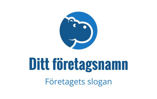 Lekfull blå flodhästlogo med en cirkulär bakgrund