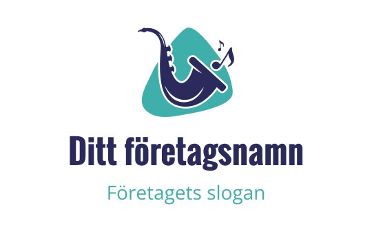 Kreativ saxofonlogo med en färgskala i teal och marinblått