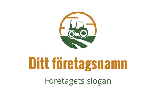 Modern logotypdesign med en traktor i en cirkulär landskap