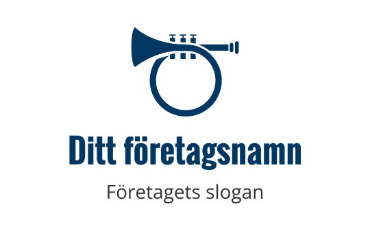 Modern blå trumpetlogo med cirkulär kontur