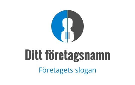 Modern logotypdesign med en fiolsilhuett i blå och grå cirklar