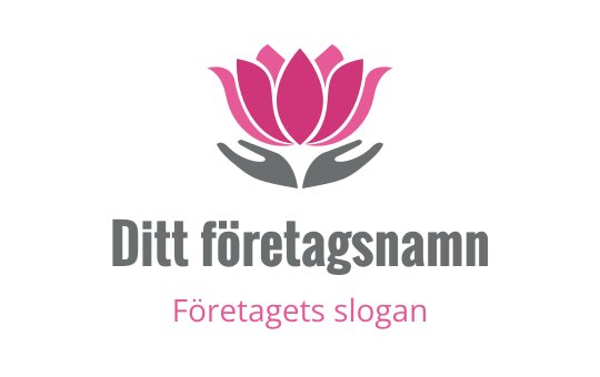 Elegant rosa lotuslogo med händer som stöder blomman