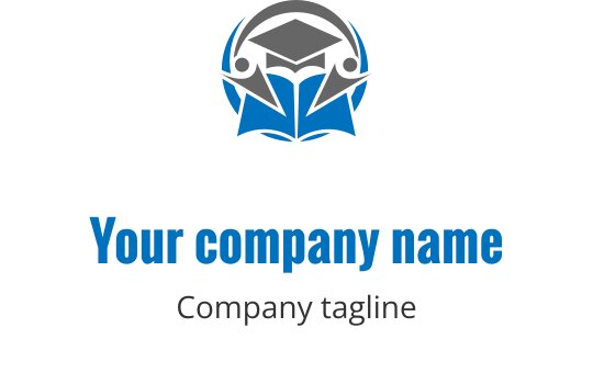 Modern logotypdesign med en studentmössa ovanför en öppen bok