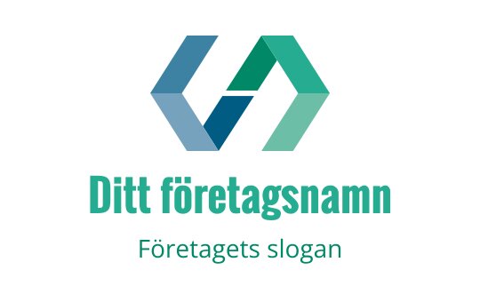 Modern geometrisk logotypdesign med sammanlänkade former i blått och grönt