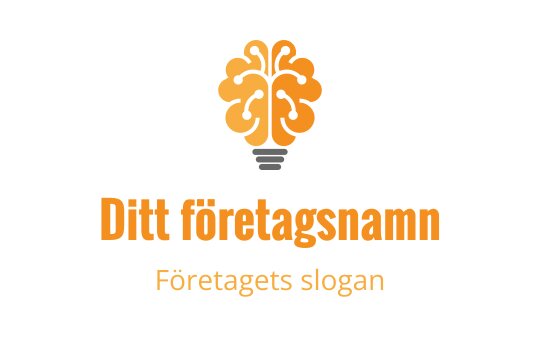 Kreativ logotypdesign med en ljusglödlampa och ett orange hjärnmotiv