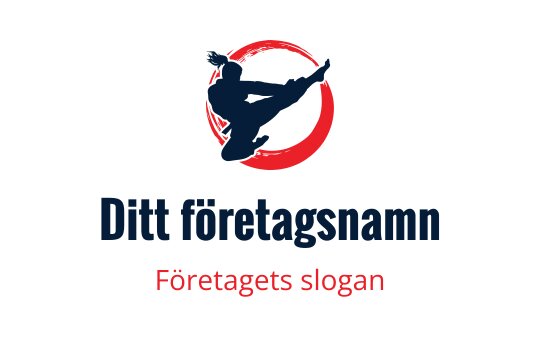 Dynamisk logotypdesign med en silhuett av en kampsportare i rörelse