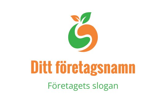 Modern logotypdesign med en grön och orange cirkulär form med blad