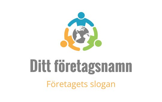 Färgglad logotypdesign med sammanlänkade figurer runt en glob