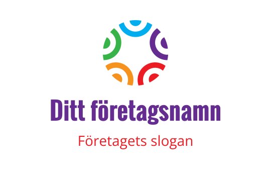 Färgglad cirkulär logotypdesign med sammanlänkade former och fet text