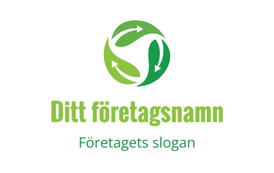 Modernt cirkulärt logotypdesign med gröna blad och pilar