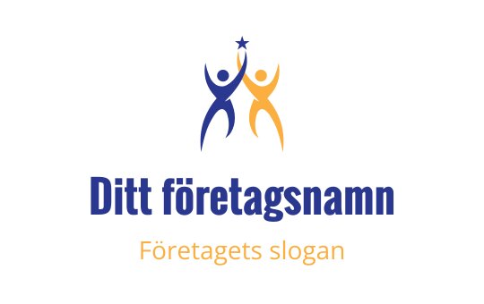 Dynamisk logotypdesign med två abstrakta figurer i blått och orange
