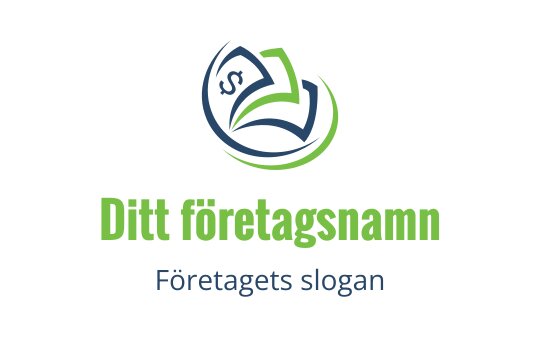Modern logotypdesign med en stiliserad våg och blad i blått och grönt