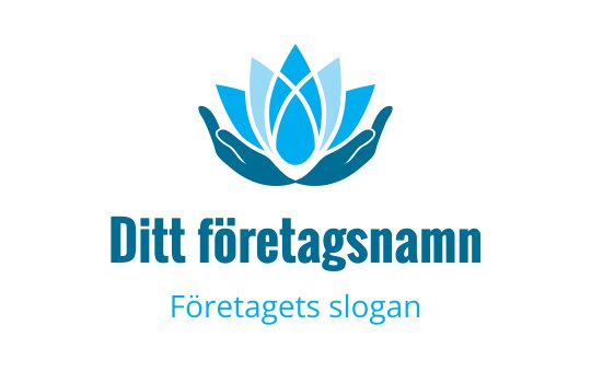 Elegant blå lotus logotypdesign med händer som stöder blomman