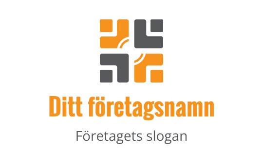 Modern geometrisk logotypdesign med orange och grå element