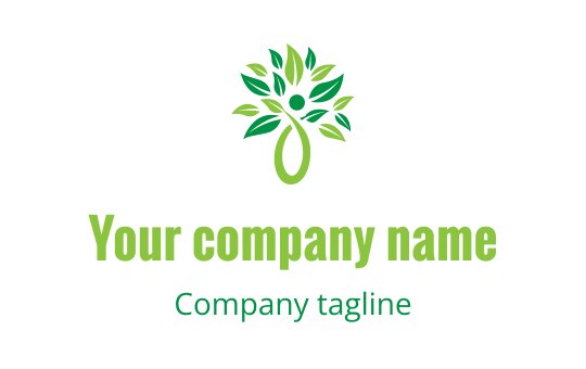 Modern grön trädlogo med rundade blad och en flödande stam