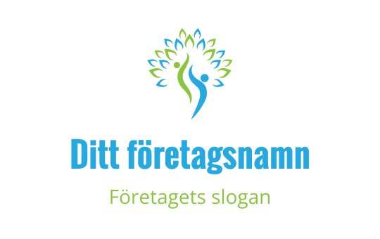 Vibrant logo design med ett träd, mänskliga figurer och gröna löv