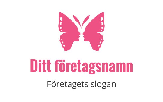 Kreativ rosa fjäril logo design med symmetriska profiler