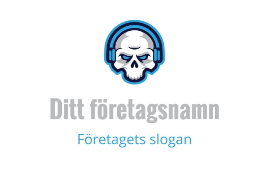 Tuff skalle logo design med hörlurar och blå accenter