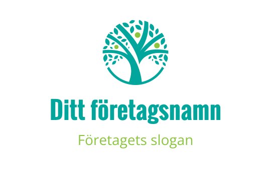 Modern trädlogo med rundade blad i teal och grönt