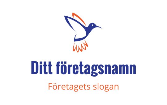 Modern kolibri logo design i blå och orange färger