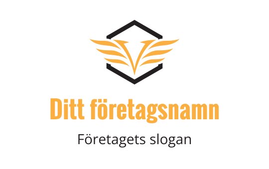 Fet logotypdesign med stiliserade vingar i orange och svart