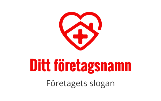 Hjärta-formad logotypdesign med ett rött medicinskt kors