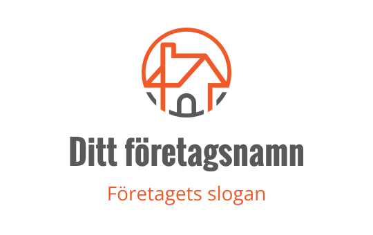 Modern huslogo med orange cirkulär kontur och grå detaljer