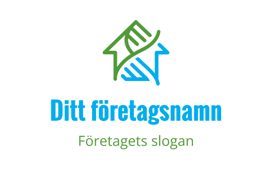Modern logotypdesign med ett grönt hus och blå händer
