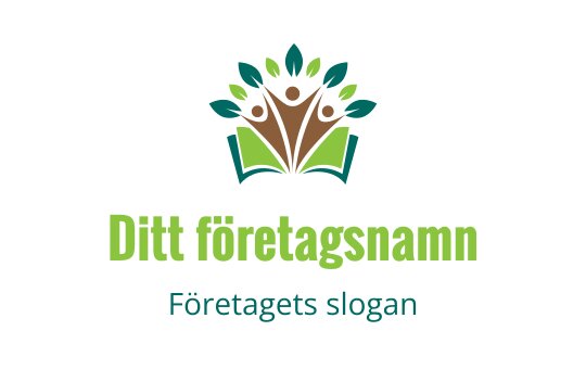 Färgglad logotypdesign med en öppen bok och stiliserade blad