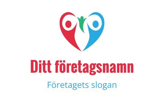 Hjärta-formad logotypdesign med två figurer i röd och blå