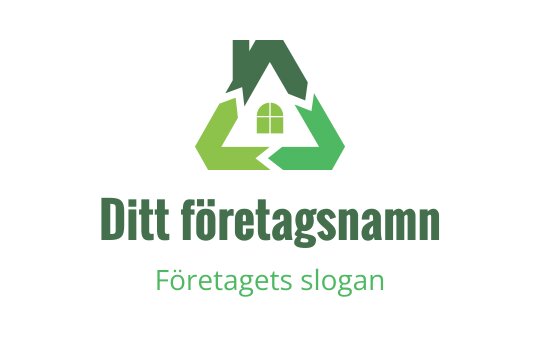 Modern grön logotypdesign med ett hus och återvinningspilar