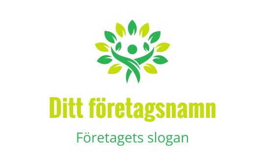Vibrant logo med en grön figur omgiven av bladiga element