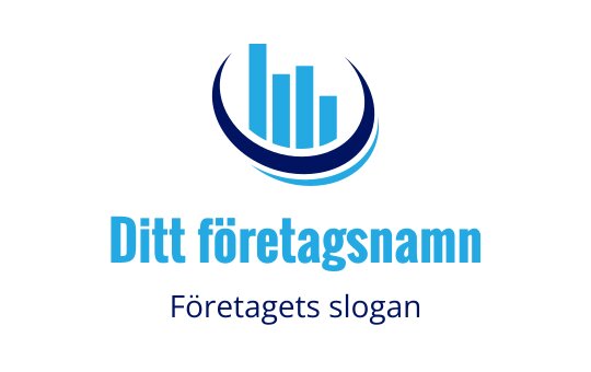 Modern blå logo med stapeldiagram och cirkulär accent