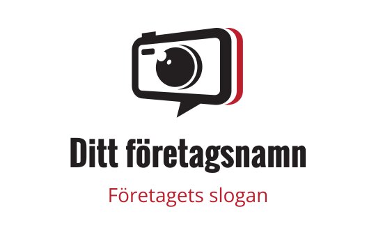 Modern kameradesign med talbubbla och fet typografi